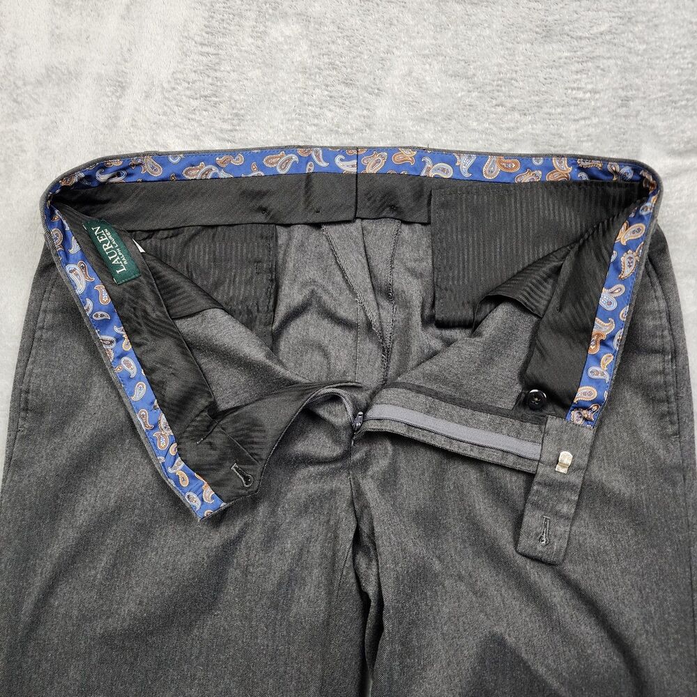 Lauren Ralph Lauren Men's Dress Slacks 36x30 Charcoal Gray Flat Front Classic - Picture 6 of 13